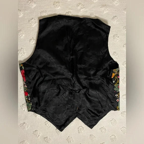 Vintage Nutcracker Christmas Holiday Vest Black Red Flower Cottagecore Ugly Xmas - Picture 4 of 7